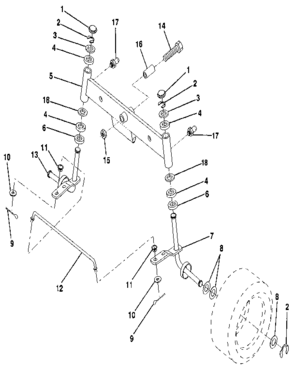 Front Axle Diagram and Parts List for 917256930  Craftsman Lawn Tractor