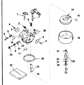 Carburetor Diagram and Parts List for 143784042  Craftsman Engine