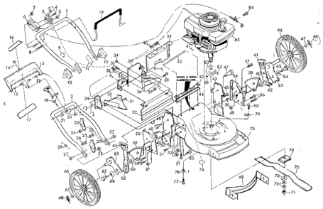 Main Frame Diagram and Parts List for 917372390  Craftsman Lawn Mower