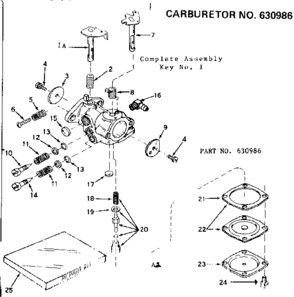 Carburetor Diagram and Parts List for 143144102  Craftsman Engine