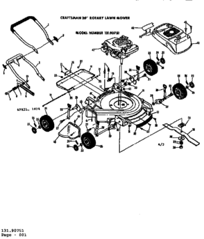Replacement Parts Diagram and Parts List for 13190751  Craftsman Lawn Mower