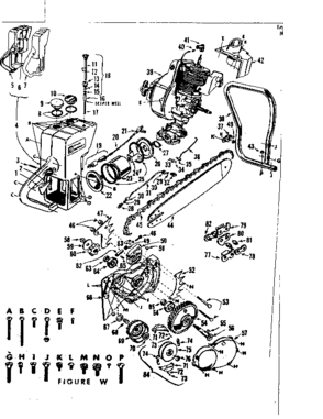 Main Frame Diagram and Parts List for 91760020  Craftsman Chainsaw