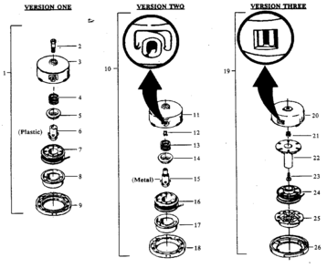 3 Version Cutting Head Diagram and Parts List for 358796111  Craftsman Trimmer