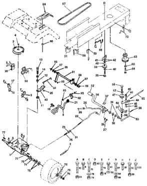 Drive Diagram and Parts List for 917255582  Craftsman Lawn Tractor