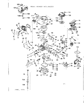 Engine Diagram and Parts List for 143246322  Craftsman Engine