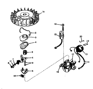 Magneto No. 610693a Diagram and Parts List for 143171132  Craftsman Engine