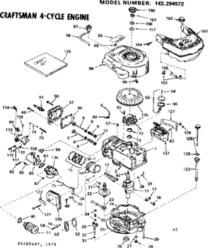 Replacement Parts Diagram and Parts List for 143294572  Craftsman Engine
