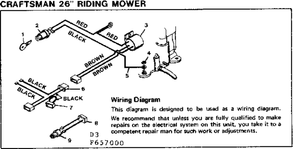Wiring Diagram Diagram and Parts List for 536657000  Craftsman Lawn Mower