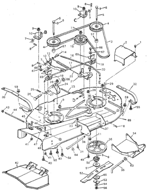 Mower Housing Diagram and Parts List for 502259281  Craftsman Lawn Tractor