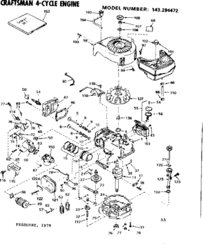 Replacement Parts Diagram and Parts List for 143294472  Craftsman Engine