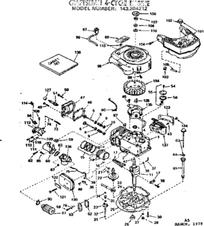 Replacement Parts Diagram and Parts List for 143284212  Craftsman Engine
