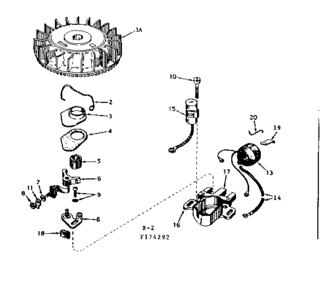 Magneto Diagram and Parts List for 143174292  Craftsman Engine