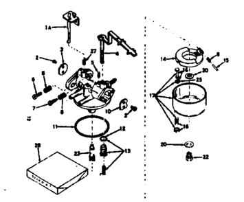Carburetor Diagram and Parts List for 143626282  Craftsman Engine