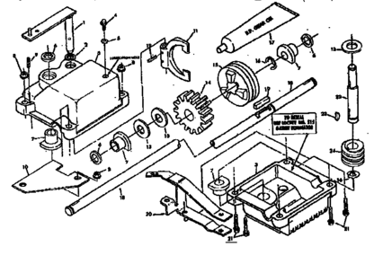 Gear Case Diagram and Parts List for 131978222  Craftsman Lawn Mower