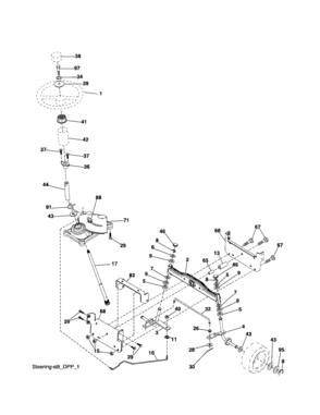 Steering Diagram and Parts List for 917253201  Craftsman Lawn Tractor