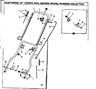Handle Assembly Diagram and Parts List for 536817242  Craftsman Lawn Mower