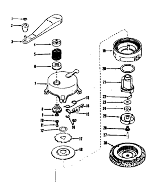 Ratchet Self Starter Diagram and Parts List for 143501141  Craftsman Engine