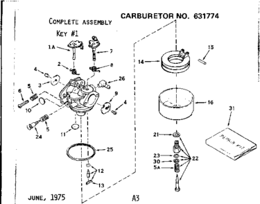 Part Location Diagram of 630123 Craftsman Carburetor