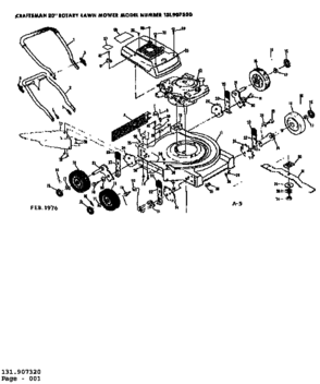 Replacement Parts Diagram and Parts List for 131907320  Craftsman Lawn Mower