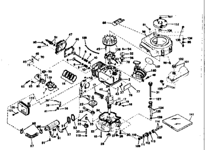 Basic Engine Diagram and Parts List for 143227072  Craftsman Engine