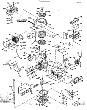 Engine Diagram and Parts List for 143366032  Craftsman Engine