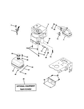 Engine Diagram and Parts List for 917270681  Craftsman Lawn Tractor