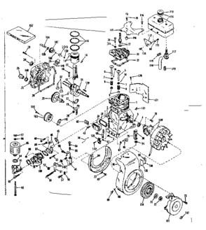 Basic Engine Diagram and Parts List for 143534032  Craftsman Engine