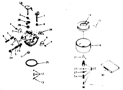 Carburetor No. 631982 Diagram and Parts List for 143276062  Craftsman Engine