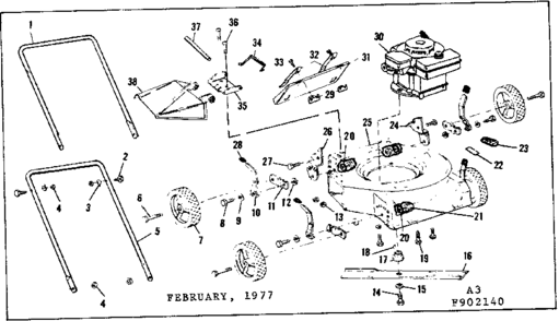 Replacement Parts Diagram and Parts List for 536902140  Craftsman Lawn Mower
