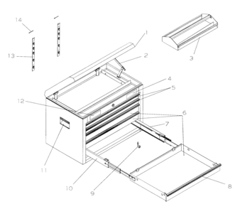 Tool Chest Diagram and Parts List for 706597145  Craftsman Tool Stand & Cart