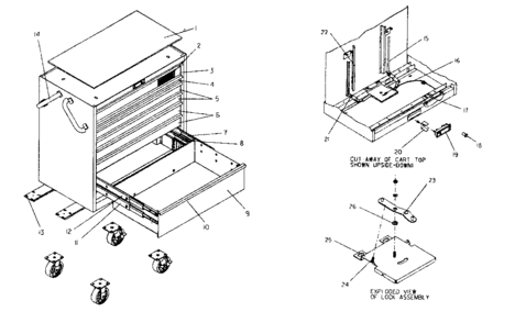 Tool Cart Diagram and Parts List for 706600180  Craftsman Tool Stand & Cart