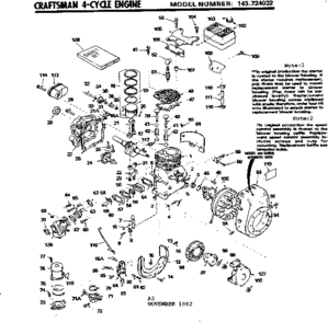 Replacement Parts Diagram and Parts List for 143724032  Craftsman Engine