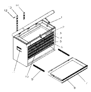 Chest Diagram and Parts List for 706658012  Craftsman Tool Stand & Cart