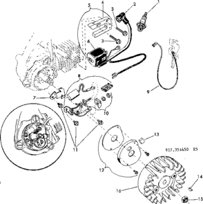 Starter Assembly Diagram and Parts List for 917351450  Craftsman Chainsaw