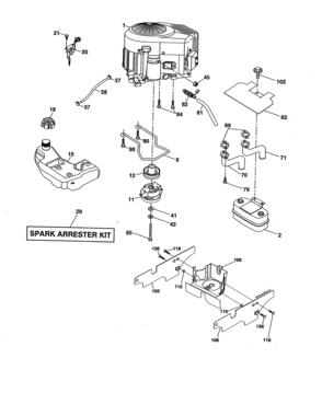 Engine Diagram and Parts List for 917990360  Craftsman Lawn Tractor