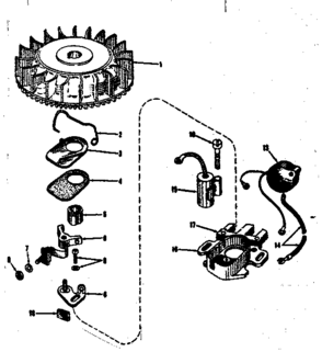 Magneto (phelon F-3220-m3) Diagram and Parts List for 143104061  Craftsman Engine