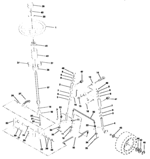 Steering Assembly Diagram and Parts List for 917257572  Craftsman Lawn Tractor