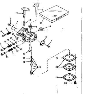 Carburetor Diagram and Parts List for 143161242  Craftsman Engine