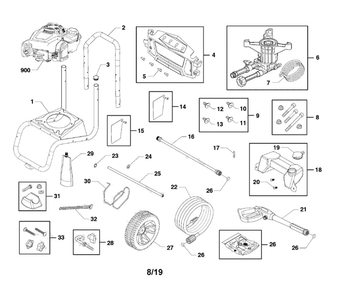 Main Unit Diagram and Parts List for CMXGWAS021027  Craftsman Pressure Washer