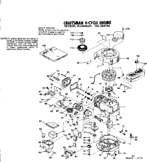 Replacement Parts Diagram and Parts List for 143284722  Craftsman Engine