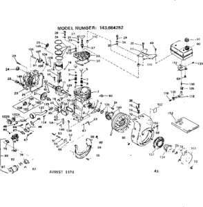 Replacement Parts Diagram and Parts List for 143664252  Craftsman Engine