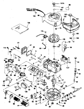 Basic Engine Diagram and Parts List for 143384522  Craftsman Engine