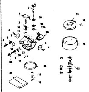 Carburetor Diagram and Parts List for 143365012  Craftsman Engine