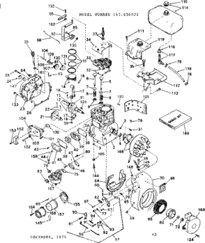Replacement Parts Diagram and Parts List for 143656022  Craftsman Engine