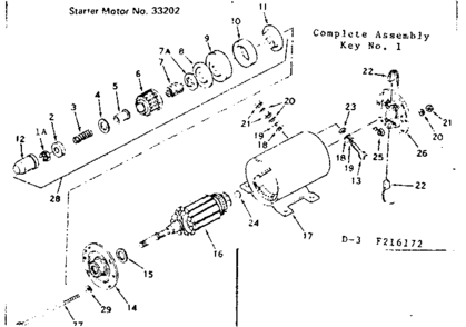 Starter Motor Diagram and Parts List for 143216172  Craftsman Engine