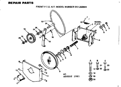 Replacement Parts Diagram and Parts List for 917263091  Craftsman Lawn Mower