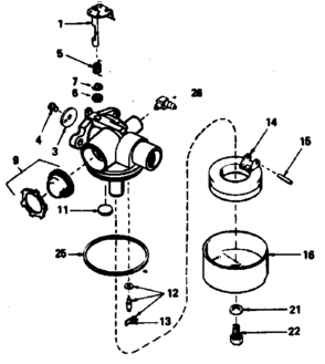 Carburetor Diagram and Parts List for 143384382  Craftsman Engine