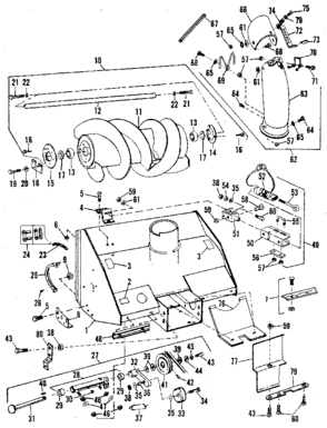 Auger Assembly Diagram and Parts List for 84224077  Craftsman Snow Blower
