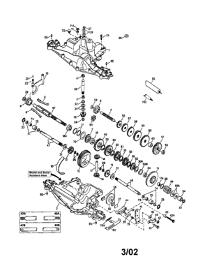 Peerless Transaxle Diagram and Parts List for 143915-033  Craftsman Lawn Tractor
