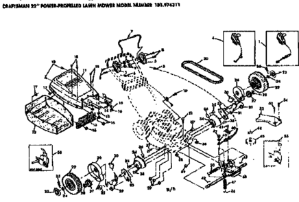 Axle Assembly Diagram and Parts List for 131974311  Craftsman Lawn Mower